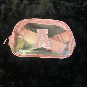 Kids Pink Transparent Accessory Bag with Initial